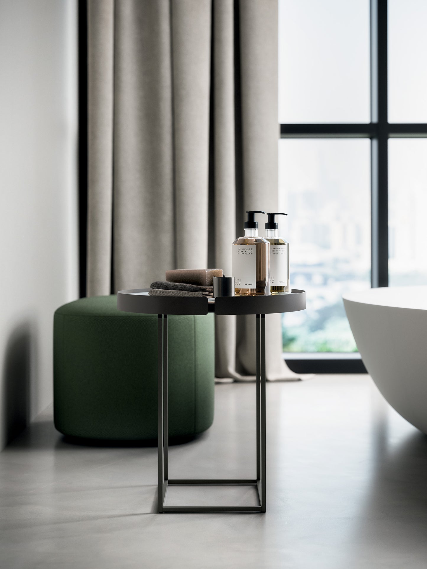 Mesa Auxiliar Miami Lino Ceniza 41 x 41 x 50 cm